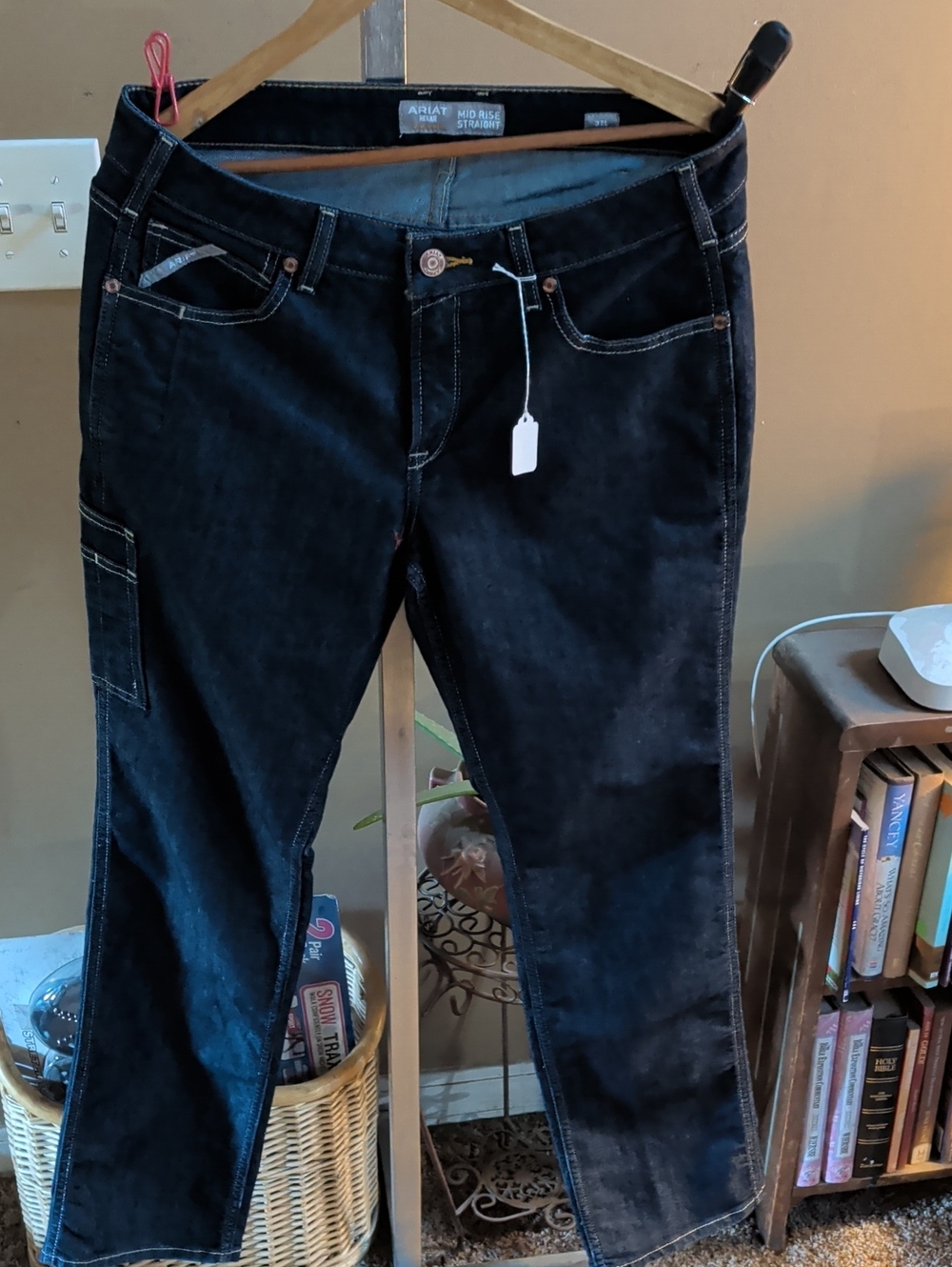 Ariat Black Straight Leg Jeans with White Contrast Stitching